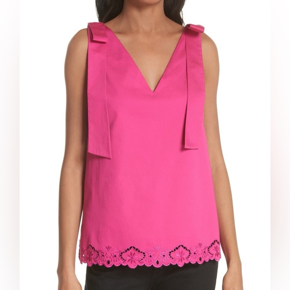 Ted Baker Daynaa Bow Shoulder Top Hot Pink Feminine Chic Preppy Polished Modern